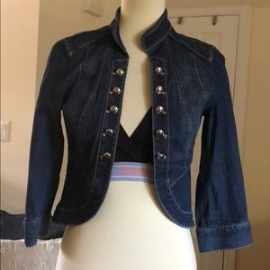White black house market denim jacket